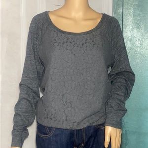 Abercrombie & Fitch Grey Lace Long Sleeve Knit Top
